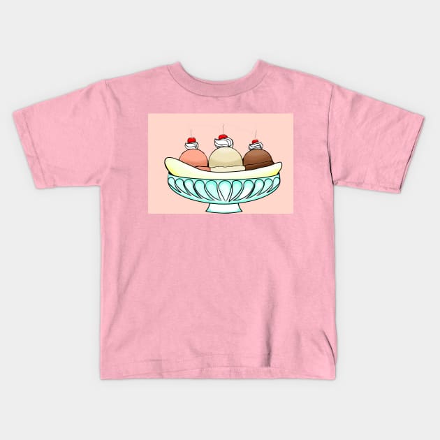Banana Split Ice cream Sundae Kids T-Shirt by Art by Eric William.s